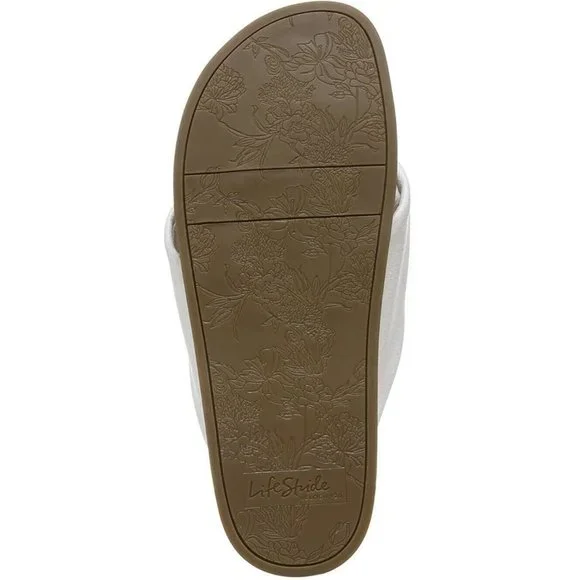 LifeStride Women's Happy Sandal white slip ons Faux Leather Comfort Size 9 - Picture 7 of 7